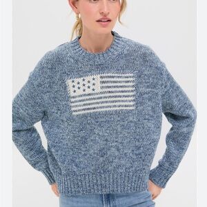 Tuckernuck Blue Marled Americana Cotton Flag Sweater— Womens Medium retail $228